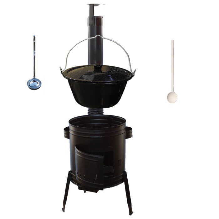 Smaltovaný kotlík 16 L (1,2 mm) + kovová kotlina 39 CLASSIC (KOV) + vareška a naberačka Easy party