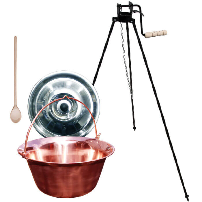Medený kotlík 10 L + stojan s kladkou VAR