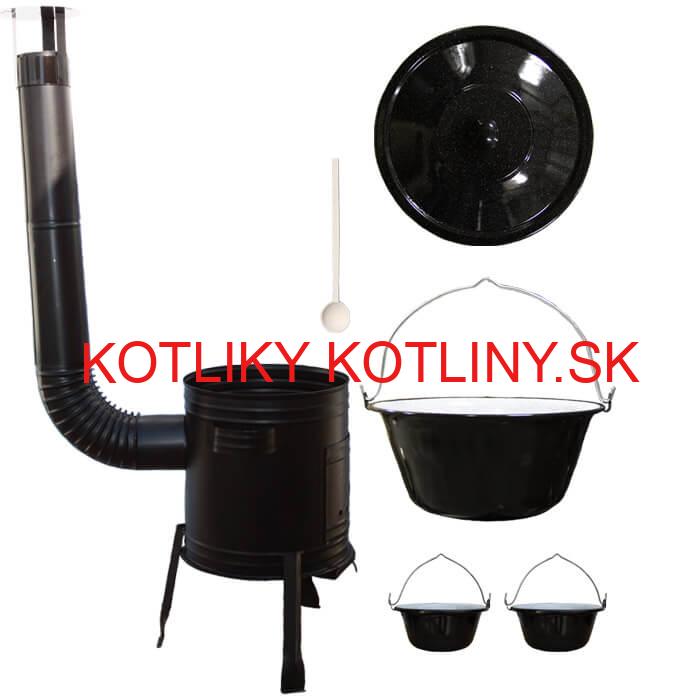 Smaltovaný kotlík 8 L (1,2 mm) + kovová kotlina 31 CLASSIC (KOV) + 2 smaltované servírovacie kotlíky 0,8 L