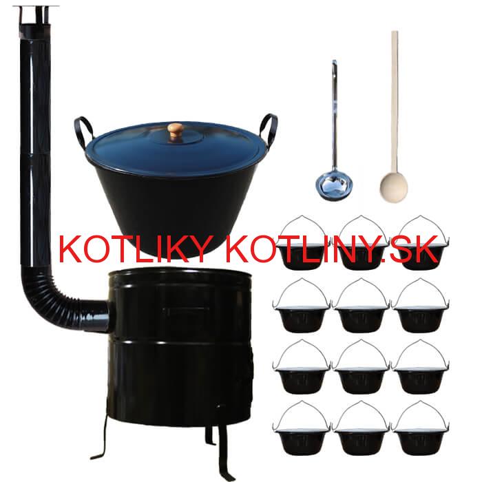 Smaltovaný kotol 70 L + servírovacie kotlíky (12 ks) BIG PARTY