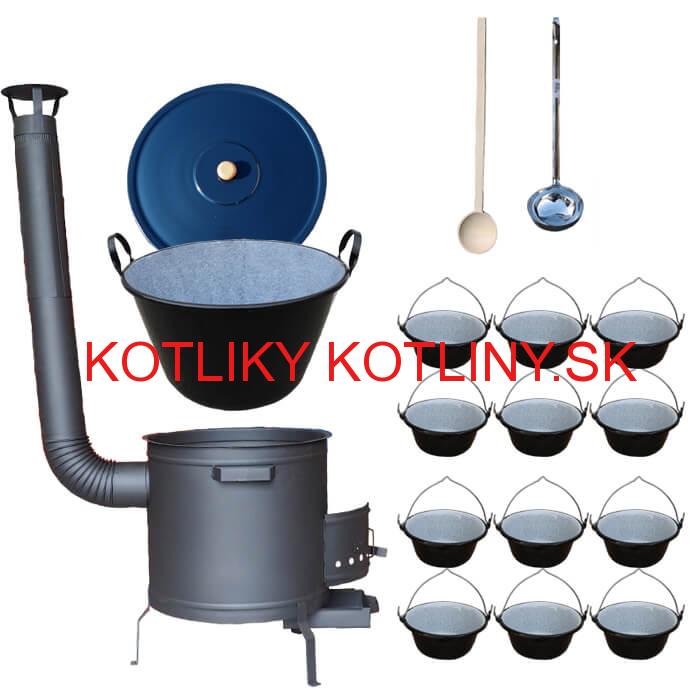 Smaltovaný kotol 60 L + servírovacie kotlíky (12 ks)PLUS 600