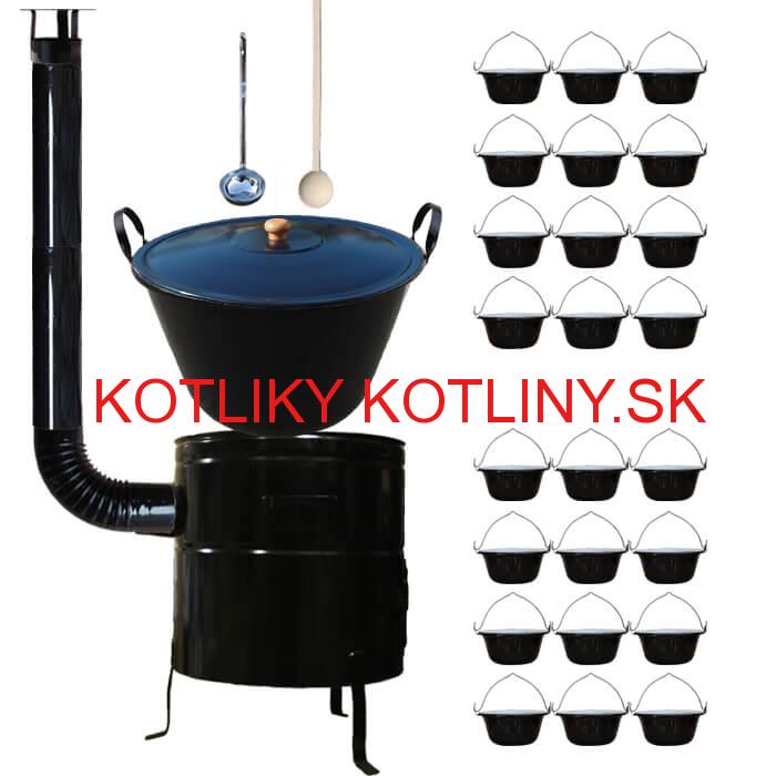 Smaltovaný kotol 80 L + servírovacie kotlíky (24 ks) BIG PARTY