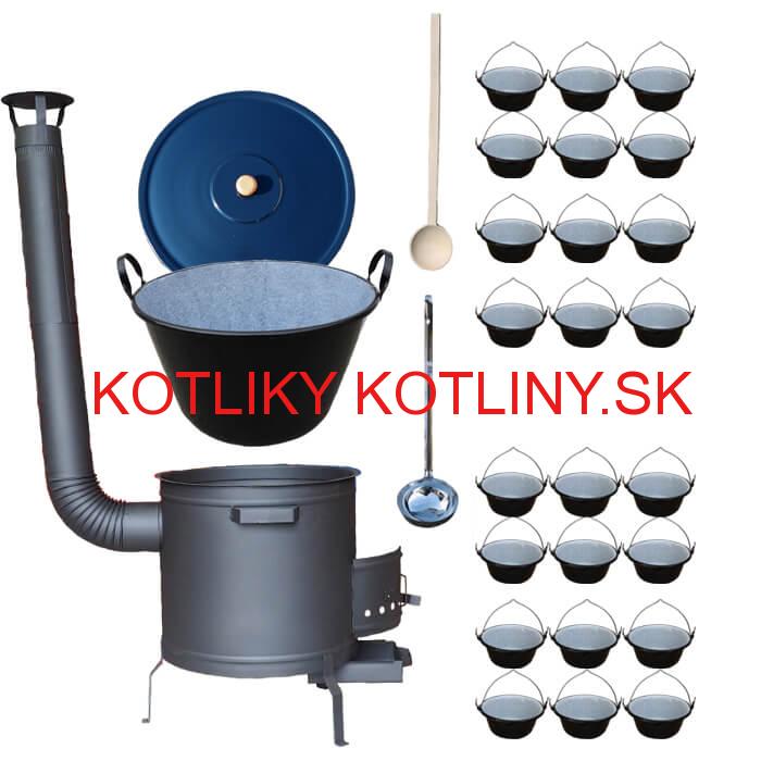 Smaltovaný kotol 80 L + servírovacie kotlíky (24 ks) PLUS 600