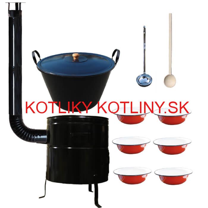 Smaltovaný kotol 60 L + smaltované taniere BIG PARTY