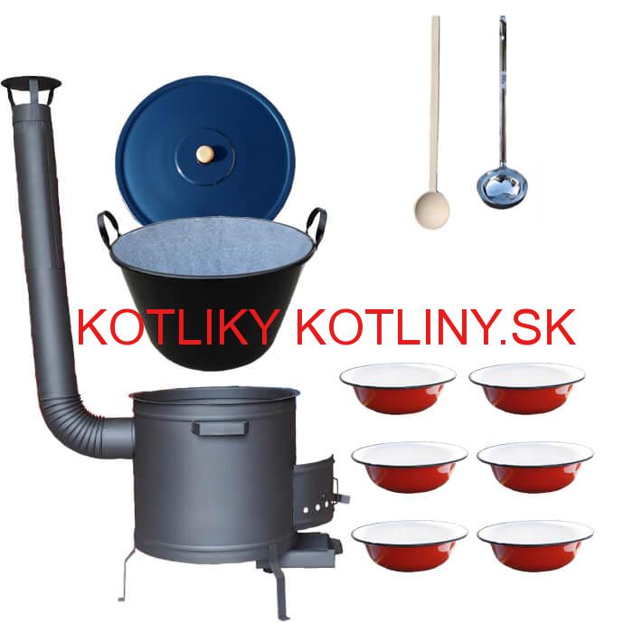 Smaltovaný kotol 60 L + smaltované taniere 6 ks PLUS 600