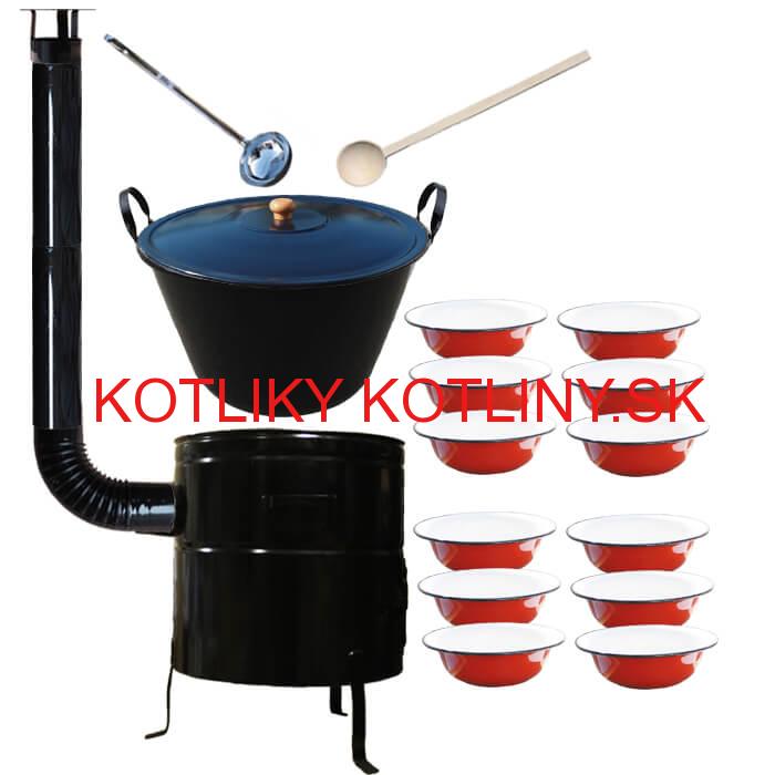 Smaltovaný kotol 80 L + smaltované taniere 12 ks BIG PARTY