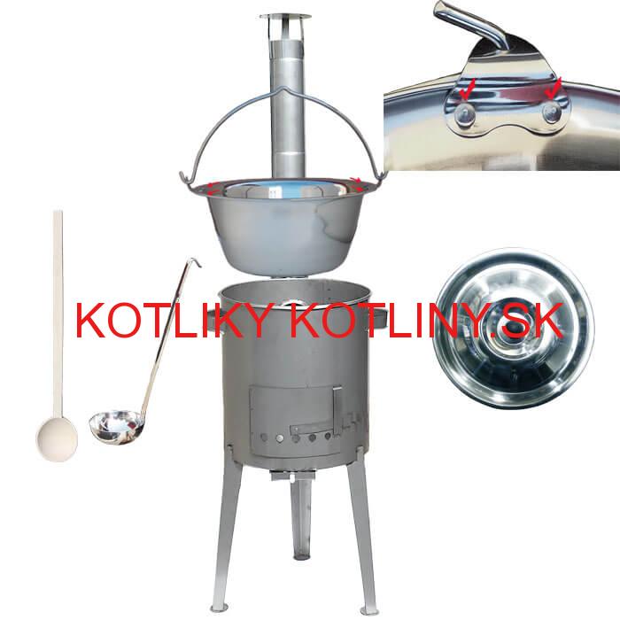Zosilnený nerezový kotlík 30 L + nerezová kotlina 45 cm LUXUS