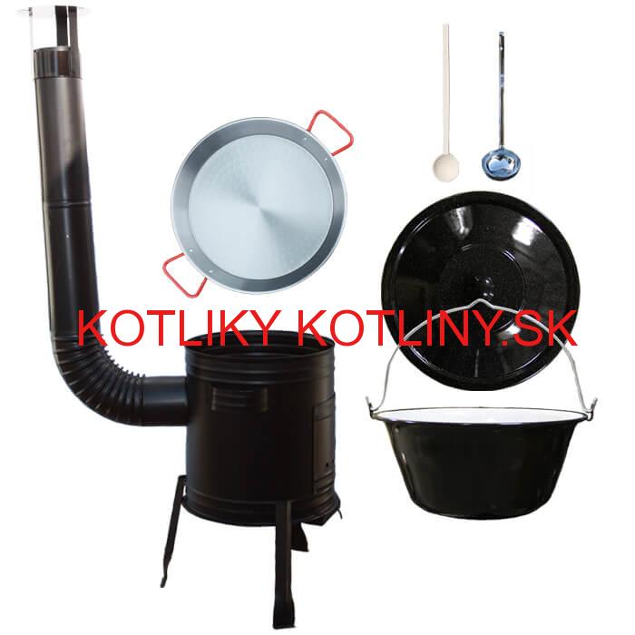 Paella oceľová panvica 42 cm so smaltovaným kotlíkom 16 L (1,2 mm) a kotlinou