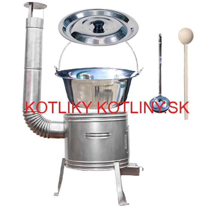 Antikorový kotlík 30 L (1,2 mm) + nerezová kotlina 45 cm + vareška a naberačka TOPLUX