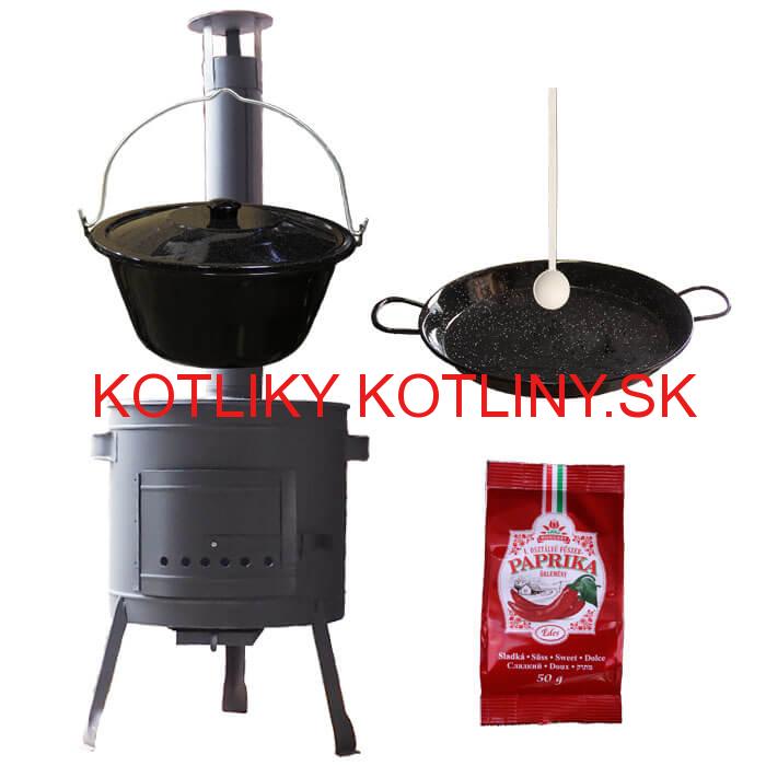 Smaltovaný kotlík 13 L + Paella smaltovaná panvica + nízka žiaruvzdorná kotlina 36 cm PLUS 600