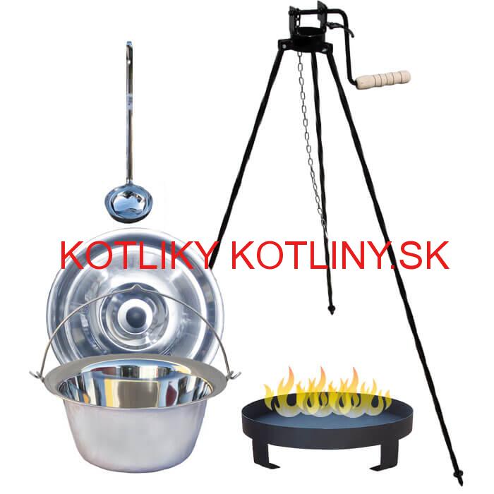Antikorový kotlík 20 L (0,8 mm) s nitmi + stojan s kladkou VAR