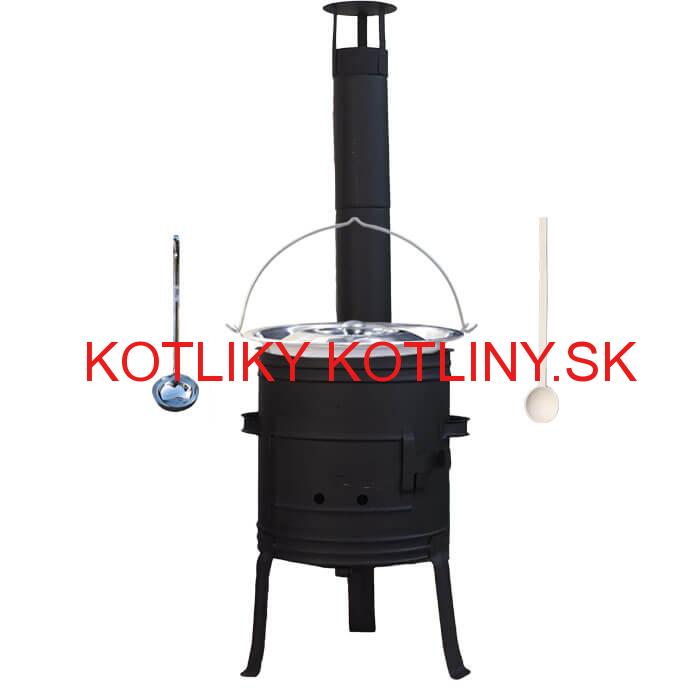 Antikorový kotlík 10 L (1,2 mm) + nízka žiaruvzdorná kotlina 33 cm PLUS 700 + vareška a naberačka