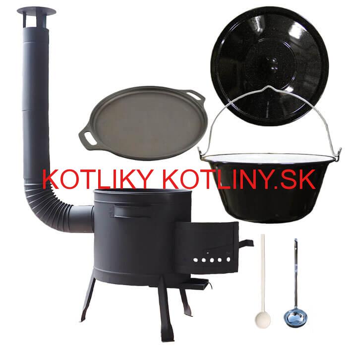 Smaltovaný kotlík 20 L (1,2 mm) + Liatinová panvica 43 cm + žiaruvzdorná kotlina 42 PLUS 600