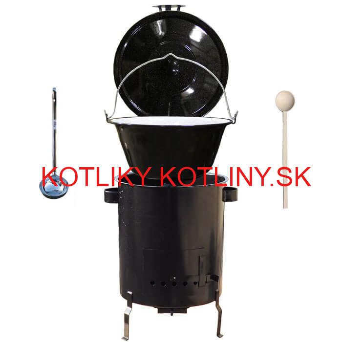 Smaltovaný kotlík 30 L (1,2 mm) + hrubostenná (1,5 mm) kovová kotlina 45 STRONG