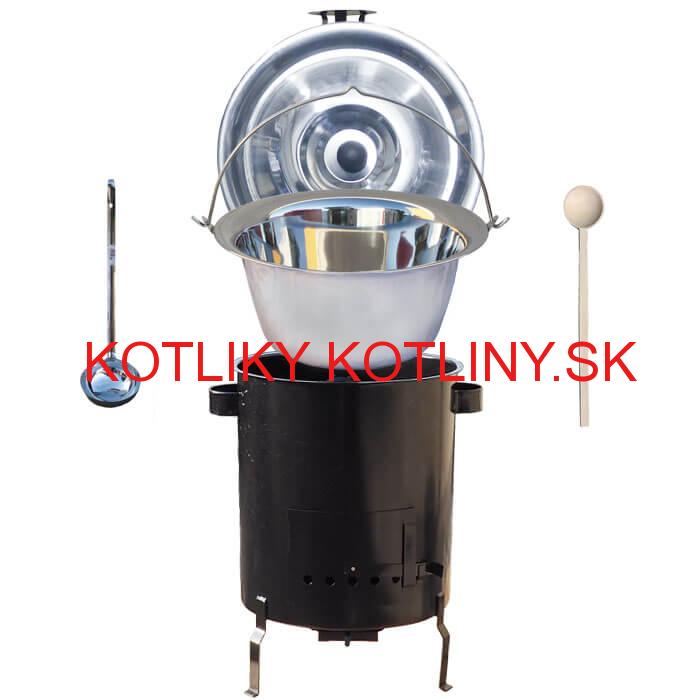 Nerezový kotlík 30 L (1,2 mm) + hrubostenná (1,5 mm) kovová kotlina 45 STRONG