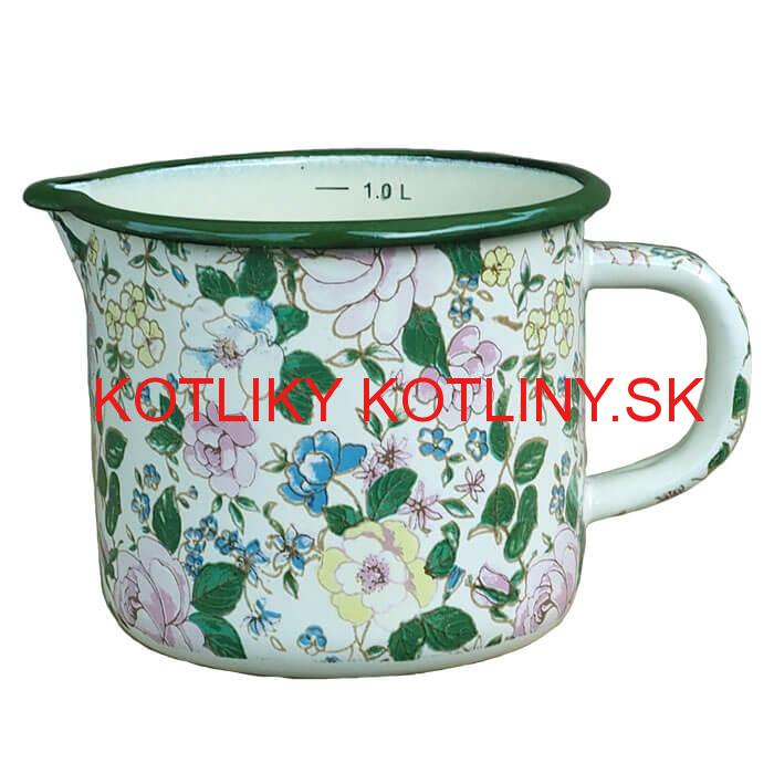 Smaltovaný hrnček s výlevkou 1 L DECOR