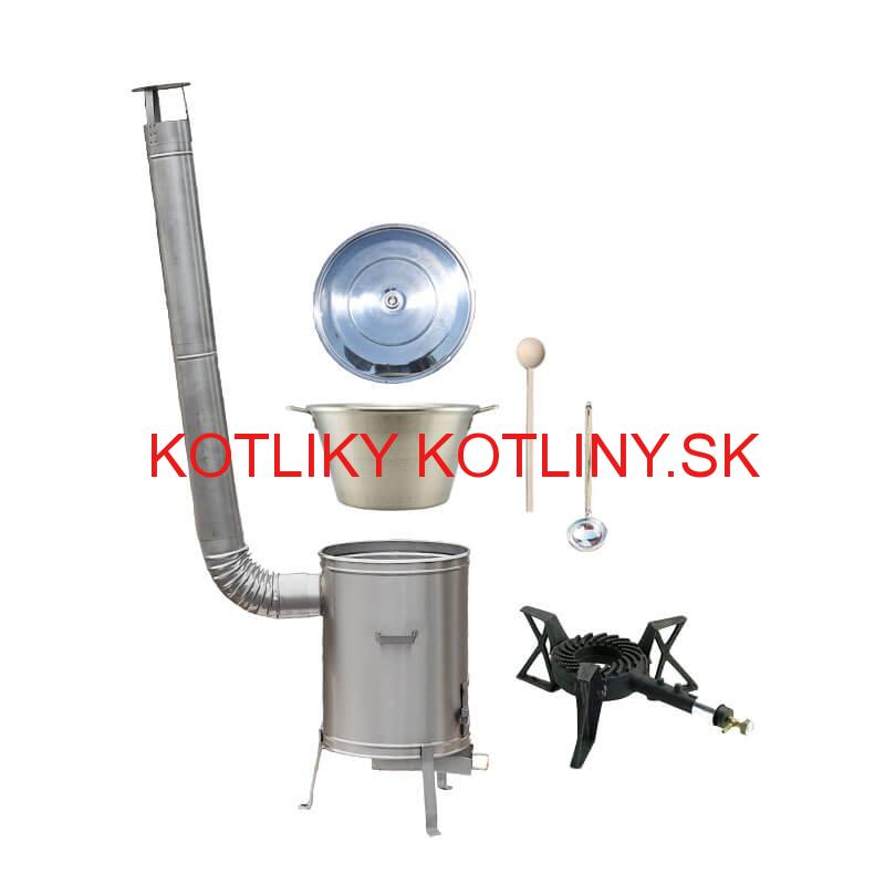Nerezový kotol 70 L + nerezová kotlina 56 cm LUX + liatinový horák 7 kW BIG PARTY