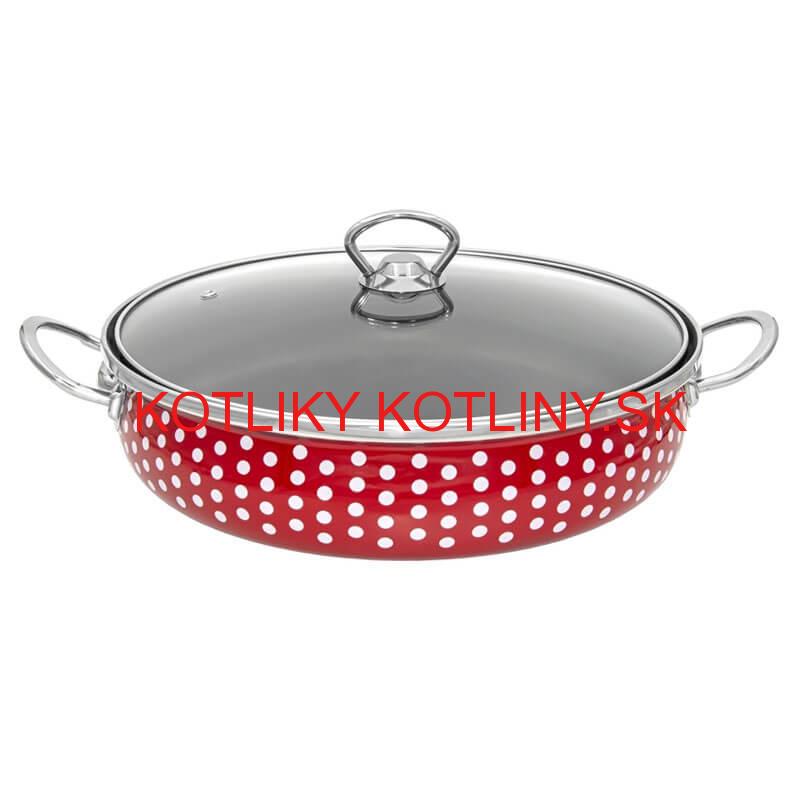 Smaltovaná rajnica so sklenenou pokrievkou 28 cm DECOR