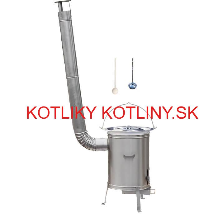 Nerezový kotlík 30 L (0,8 mm) zosilnený s nitmi + nerezová kotlina 45 cm LUX + vareška a naberačka