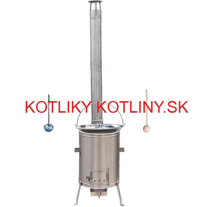 Nerezový kotlík 30 L (1,5 mm) + nerezová kotlina 45 cm LUX + vareška a naberačka