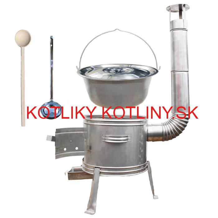 Nerezový kotlík 30 L (1,5 mm) + nerezová kotlina 42 cm TOPLUX + vareška a naberačka