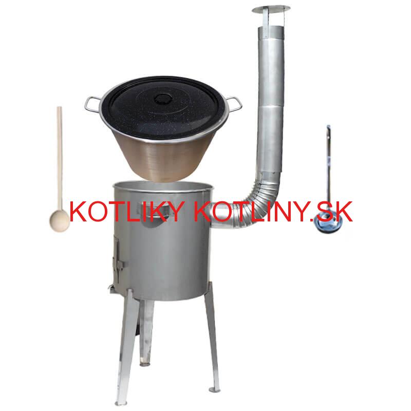 Nerezový kotol 40 L (1,2 mm) + nerezová kotlina 45 cm LUXUS + naberačka a vareška