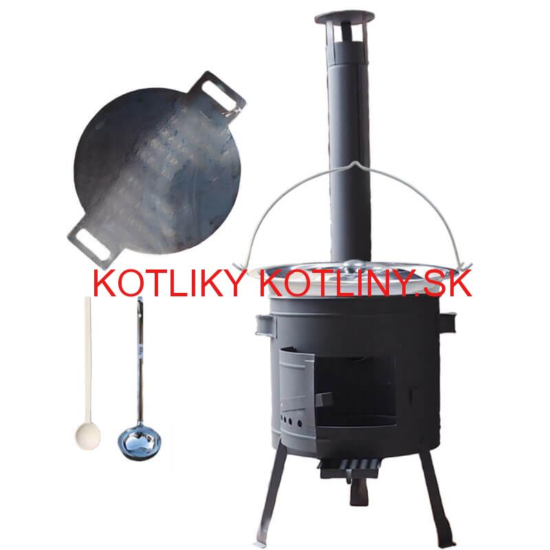 Nerezový kotlík 14 L (0,8 mm) INOX + železná panvica 38 cm UNI + kotlina 36 cm PLUS 600