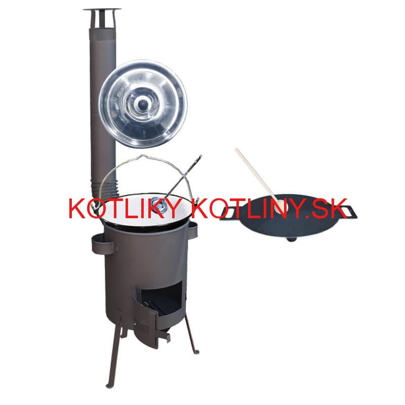 Smaltovaný kotlík 13 L + železná panvica 38 cm UNI + žiaruvzdorná kotlina 36 PLUS 600 4 MM