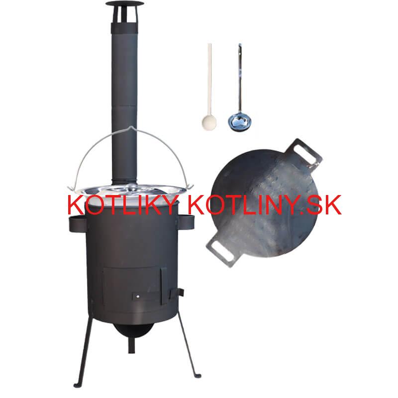 Nerezový kotlík 15 L (1,2 mm) + železná panvica 38 cm UNI + kotlina 36 cm PLUS 600 4 MM