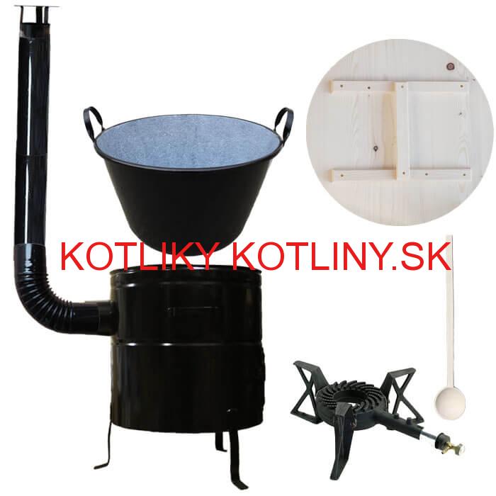 Zabíjačkový smaltovaný kotol 100 L, kovová kotlina 60 cm, horák 7 kW + vareška