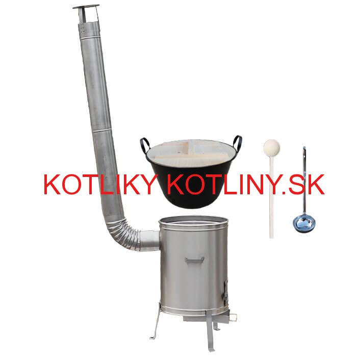 Zabíjačkový smaltovaný kotol 100 L + nerezová kotlina 60 cm + vareška a naberačka