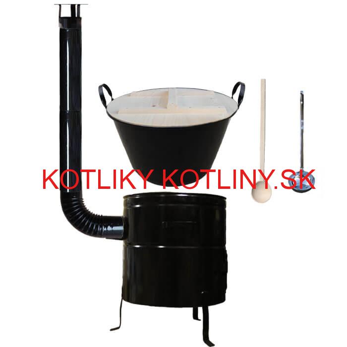 Smaltovaný kotol 100 L + kovová kotlina 60 cm + vareška a naberačka BIG PARTY