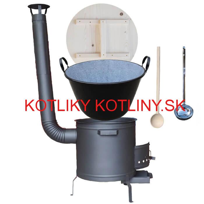 Smaltovaný kotol 100 L + žiaruvzdorná kotlina 60 cm PLUS 600 + vareška a naberačka BIG PARTY