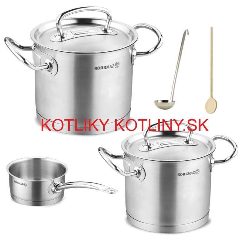 Sada nerezových hrncov s pokrievkou + rajnica 2 + 1 ks 5 L, 9 L, 1,5 L