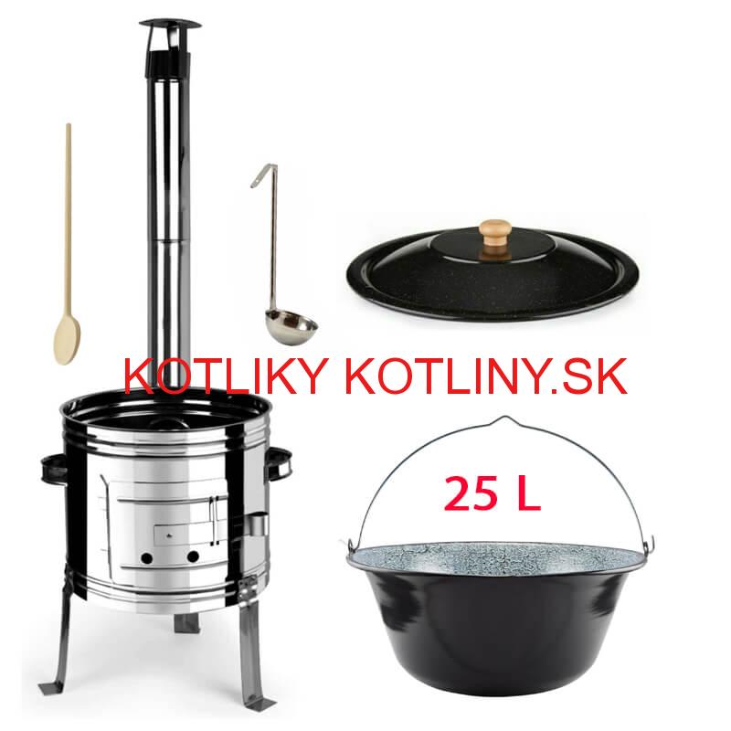 Smaltovaný kotlík 25 L + Nerezová kotlina 42 INOX