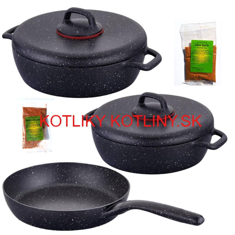 Sada hrncov s pokrievkou + panvica + korenie Classic Plus Volkanit