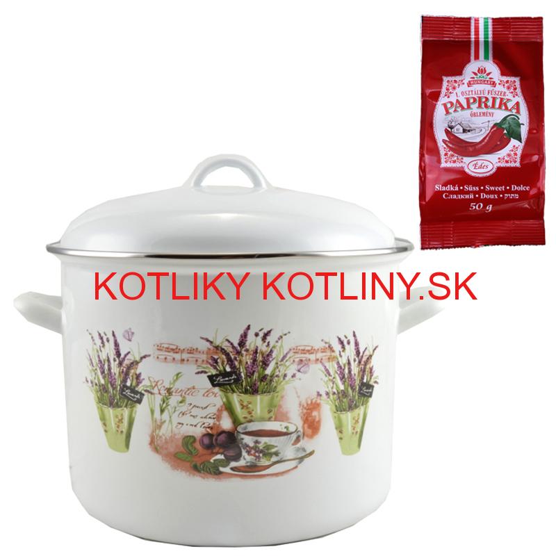 Smaltovaný hrniec s pokrievkou 10,4 L levanduľa + sladká paprika GURMÁN 50 g