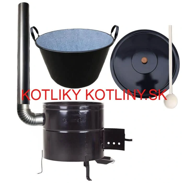 Zabíjačkový smaltovaný kotol 60 L + kovová kotlina 53 cm + dymovod