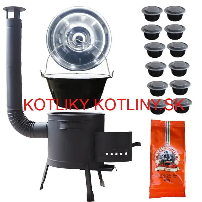 Smaltovaný kotlík 22 L (1,2 mm) + hrubostenná (1,5 mm) žiaruvzdorná kotlina BALKY STRONG 42 PLUS 600 + misky 12 ks + paprikové korenie na guláš 100 g