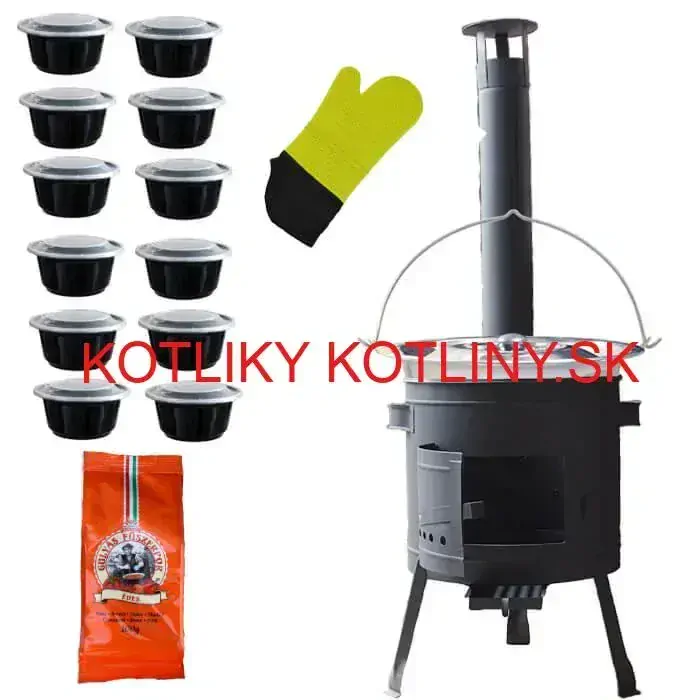 Nerezový kotlík 22 L (0,8 mm) + misky 12 ks + nízka žiaruvzdorná kotlina (1,0 mm) 42 PLUS 600