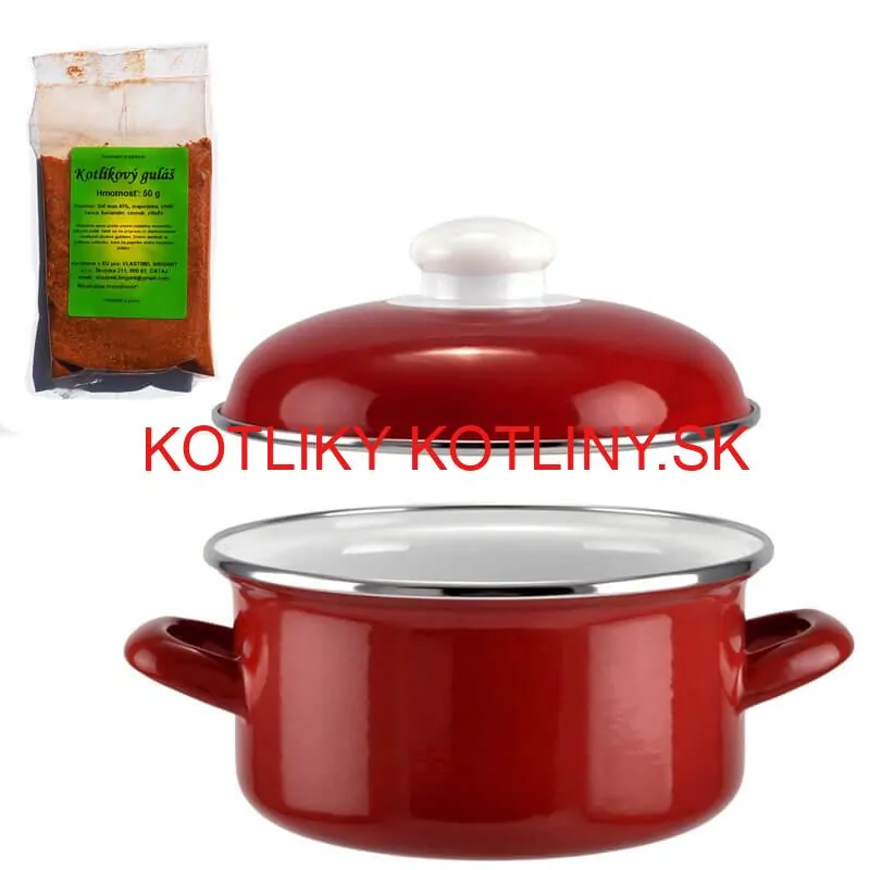 Smaltovaný kastról s pokrievkou 5 L červený + pikantná zmes korenia 50 g Kotlíkový guláš