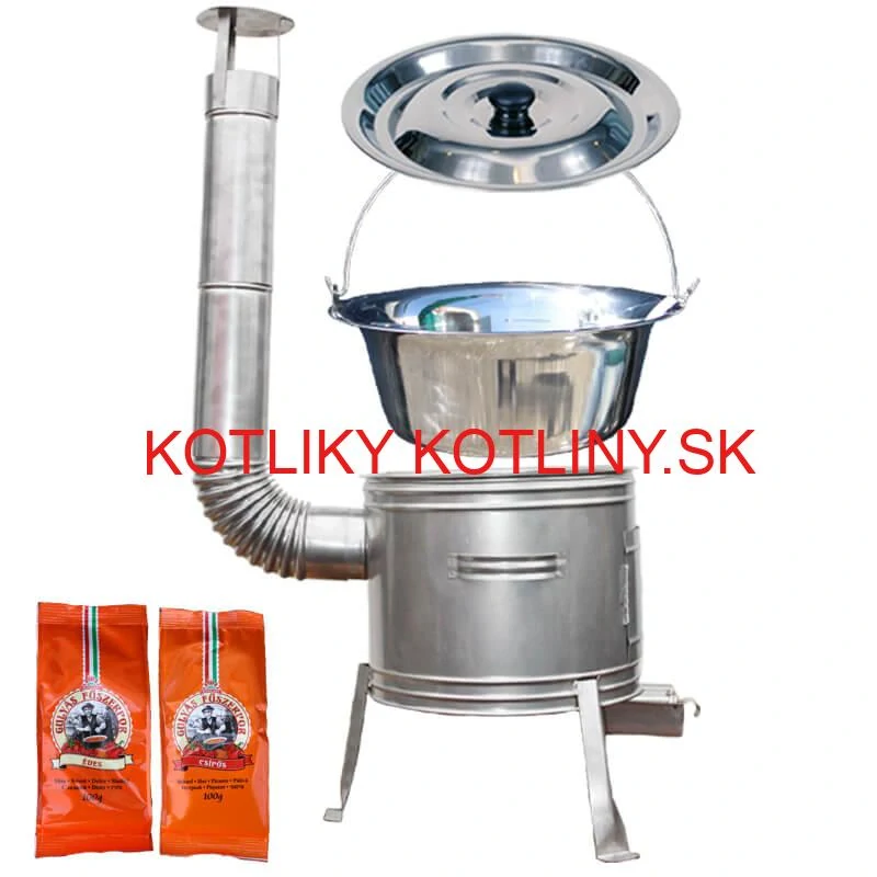 Nerezový kotlík 22 L (0,8 mm) INOX + Nerezová kotlina 42 INOX + paprikové korenie na guláš - MIX 100 g