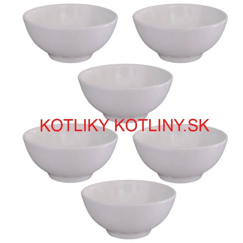Keramické misky na servírovanie gulášu 15 cm 6 ks biele