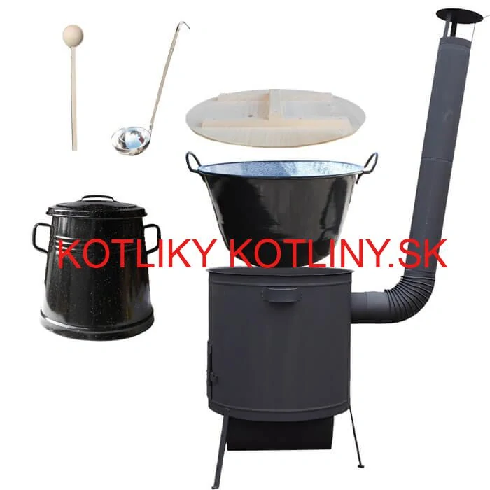 Smaltovaný kotol 100 L + žiaruvzdorná kotlina 42 PLUS 600 4 MM + Nádoba na masť 10 L