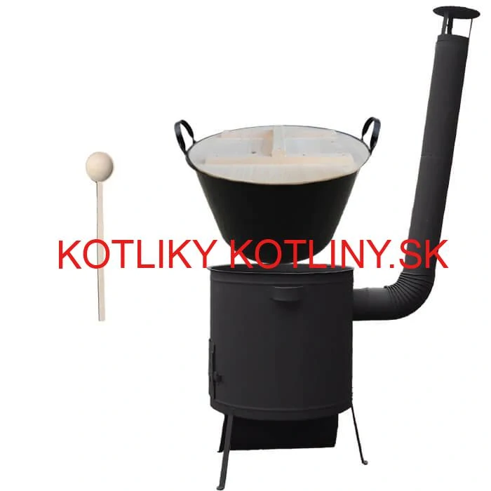 Zabíjačkový smaltovaný kotol 100 L, žiaruvzdorná kotlina 42 PLUS 600 4 MM, drevená pokrievka + vareška