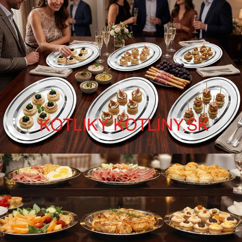 Nerezové podnosy pre catering – set 6 ks (45,5cm) - Servíruj s istotou a štýlom