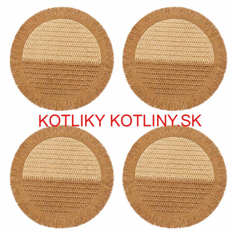 Prírodné podložky pod tanier so strapcami 37 cm, 4 ks
