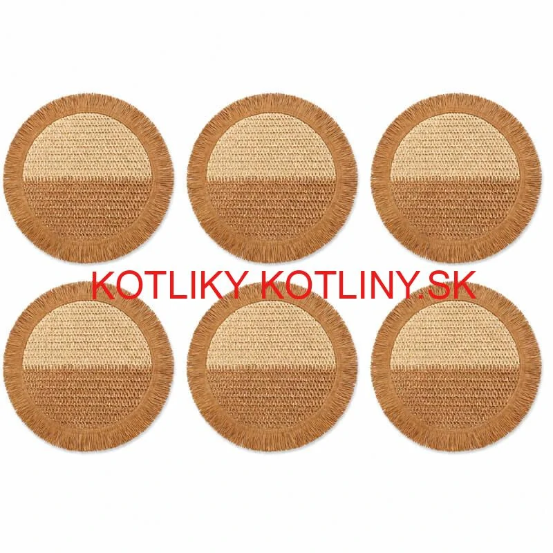 Prírodné podložky pod tanier so strapcami 37 cm, 6 ks