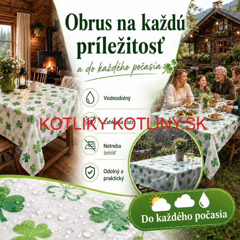 Umývateľný PEVA obrus Štvorlístky 137 × 183 cm