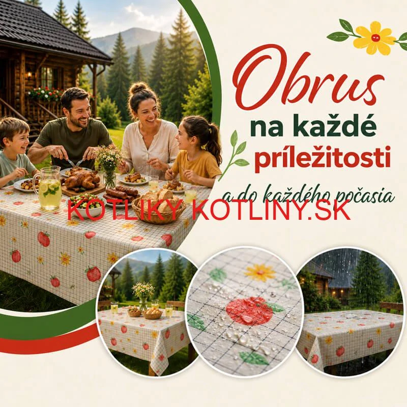 Umývateľný obrus Jablká a kvety 137 × 183 cm